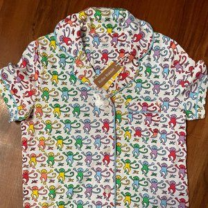 RARE Roller Rabbit Disco Monkey NTW Polo Pajama Set - size XXS